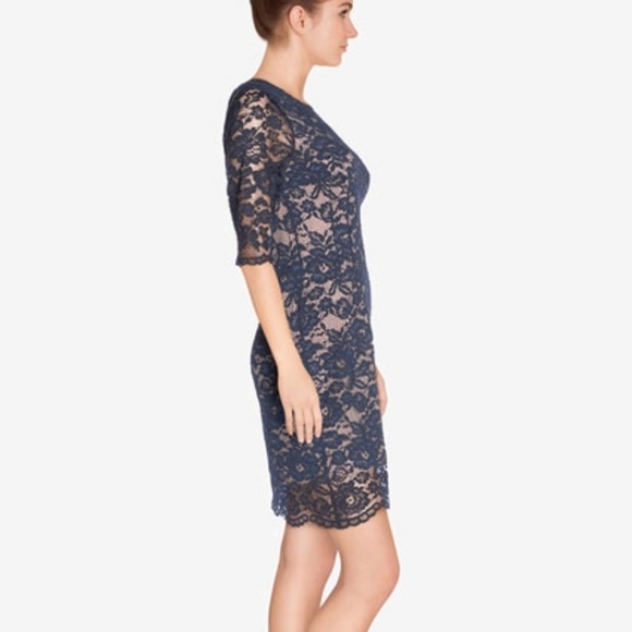 Molly Bracken Short Lace Sheath Dress Blue… - Picture 3 of 9